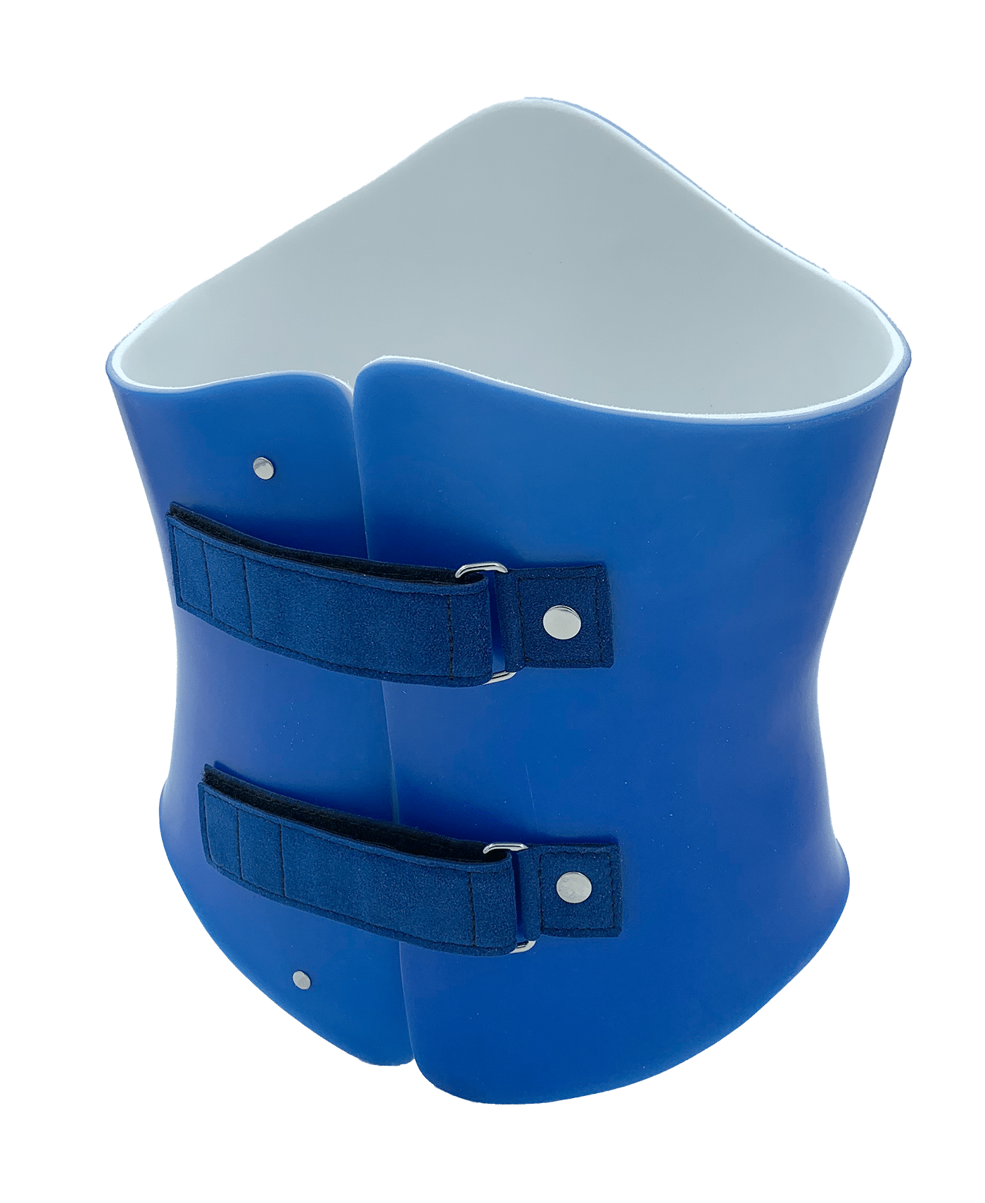 Bespoke blue pars fracture spinal brace with velcro straps